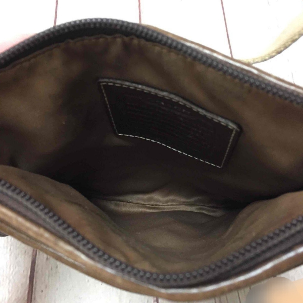 Coach Patchwork Khaki/Brown Jacquard Crossbody Ba… - image 6